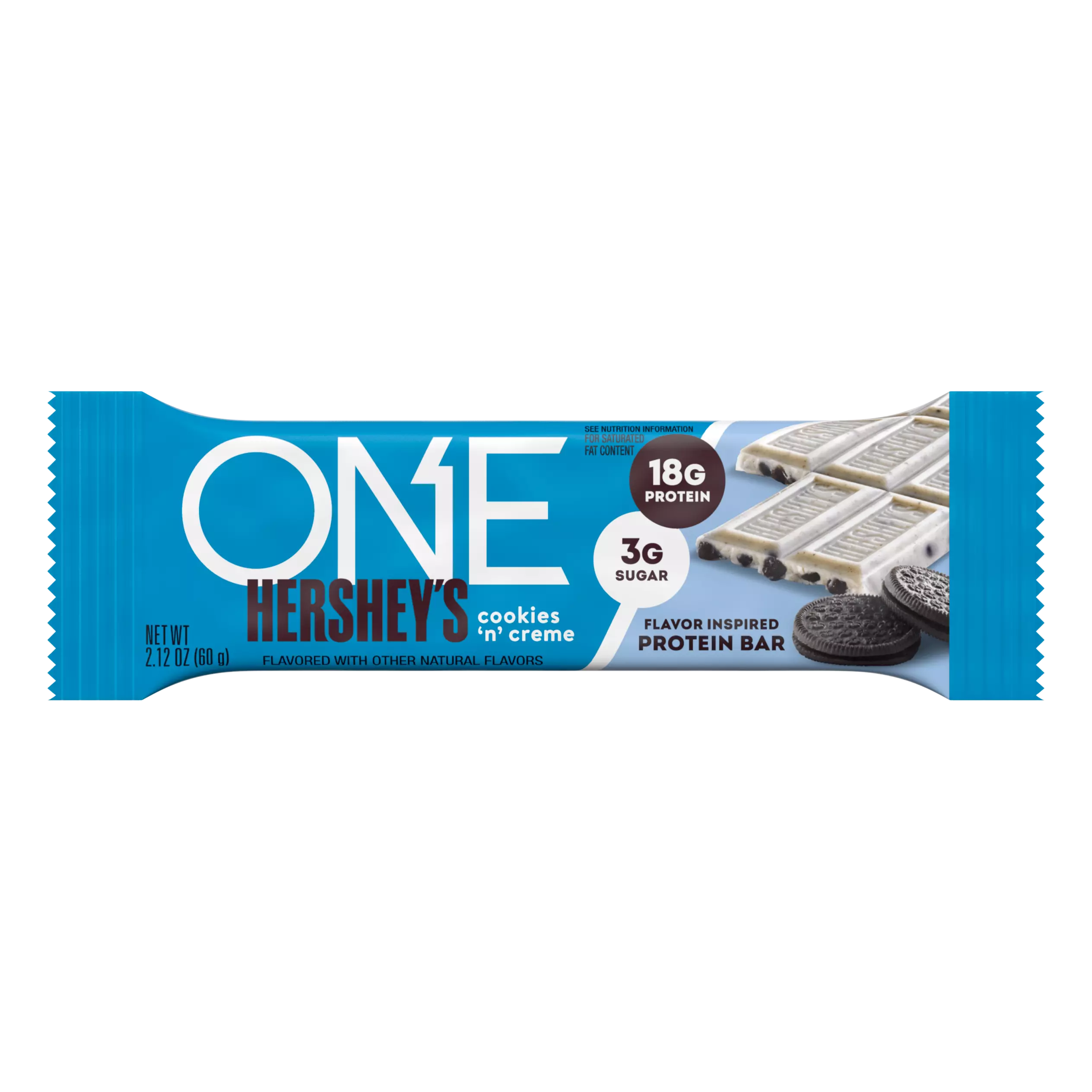 ONE HERSHEY'S Cookies ‘N’ Creme Flavored Protein Bar, 2.12 oz - Front of Package