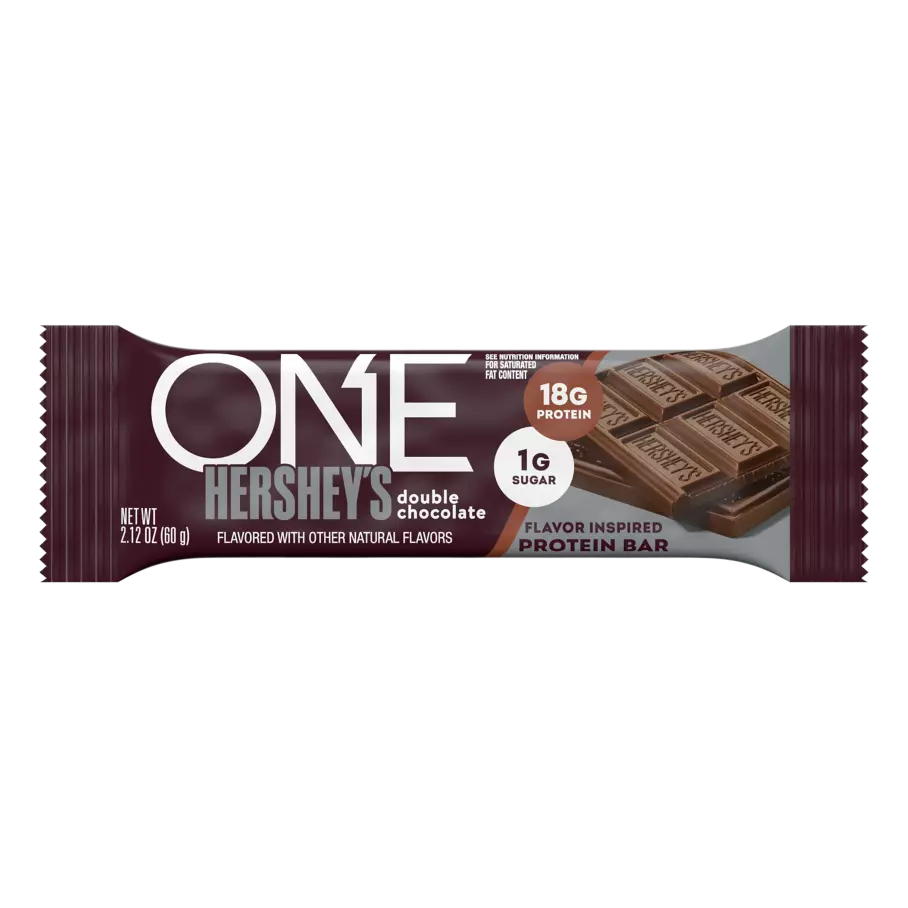 ONE HERSHEY'S Double Chocolate Flavored Protein Bars, 2.12 oz, 12 count box - Out of Package