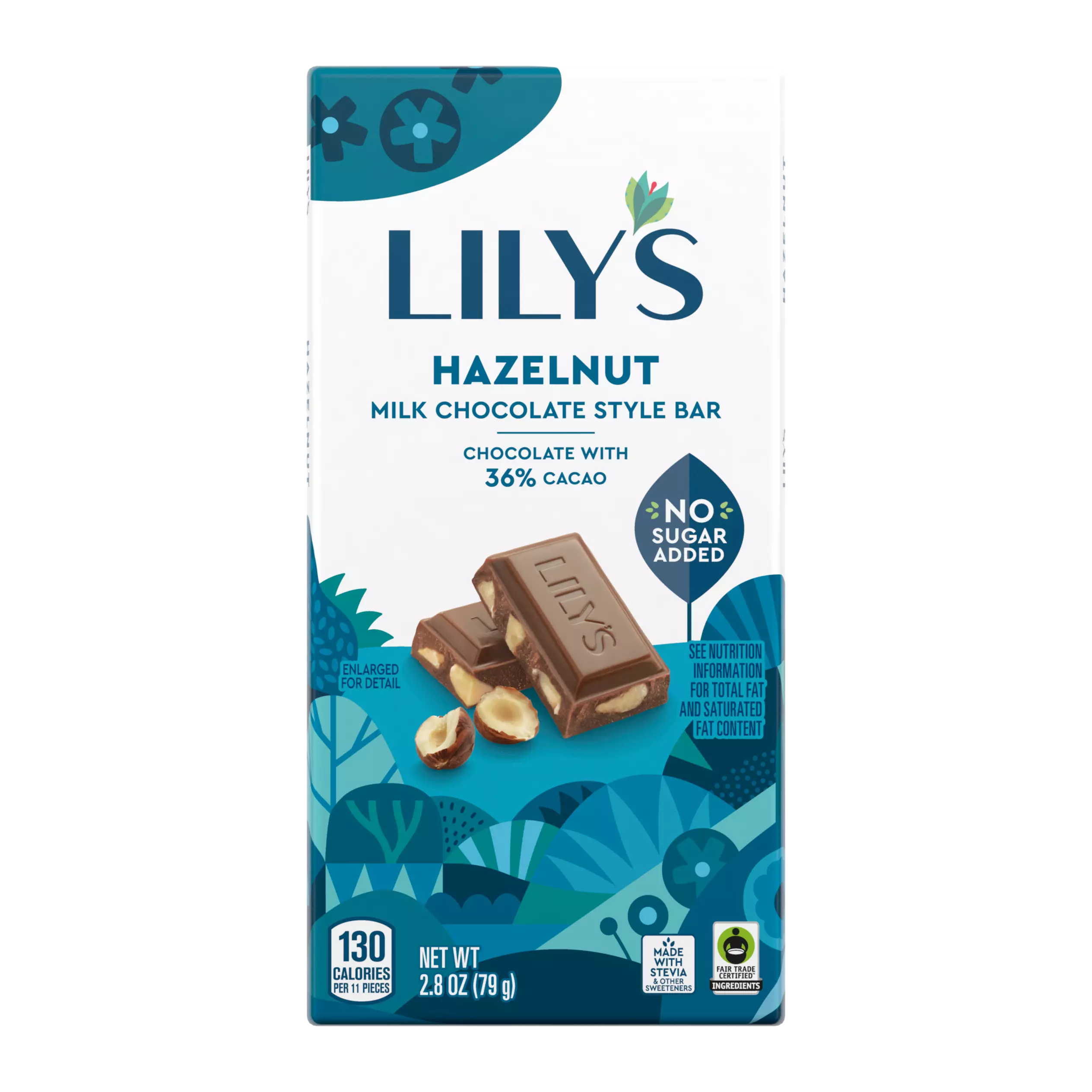 LILY'S Hazelnut Milk Chocolate Style Bar, 2.8 oz - Front of Package