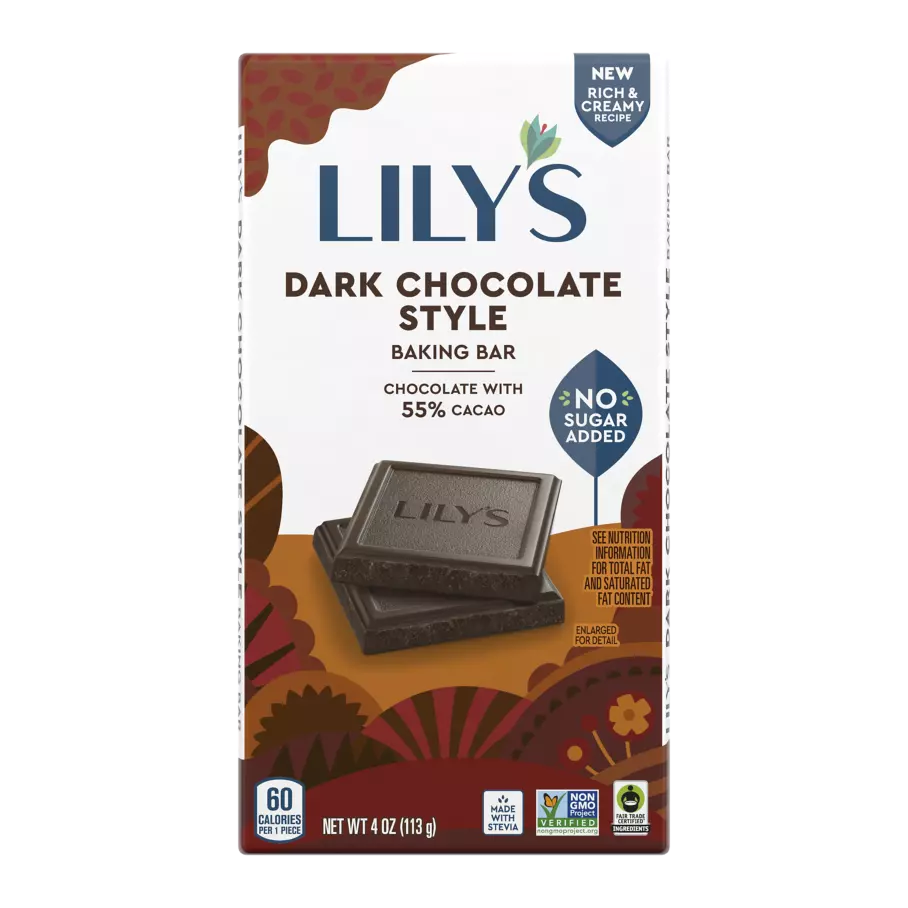 LILY'S Dark Chocolate Style Baking Bar, 4 oz - Front of Package
