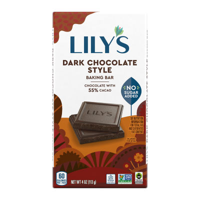 LILY'S Dark Chocolate Style Baking Bar, 4 oz - Front of Package