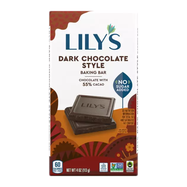 LILY'S Dark Chocolate Style Baking Bar, 4 oz - Front of Package