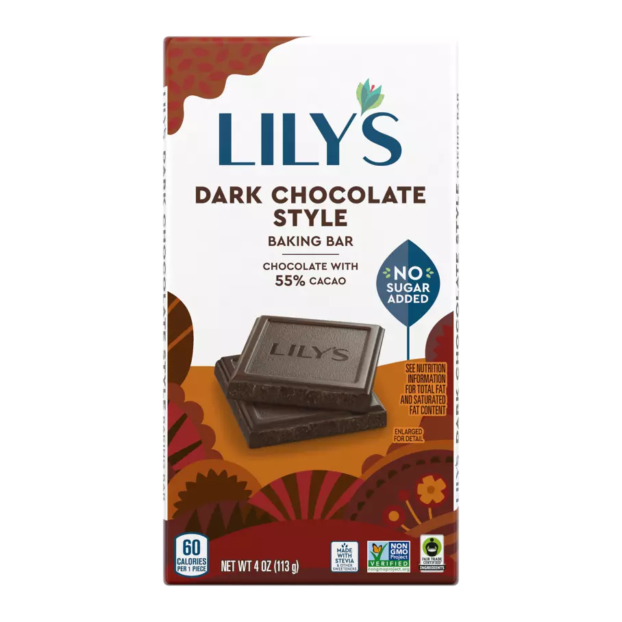 LILY'S Dark Chocolate Style Baking Bar, 4 oz - Front of Package