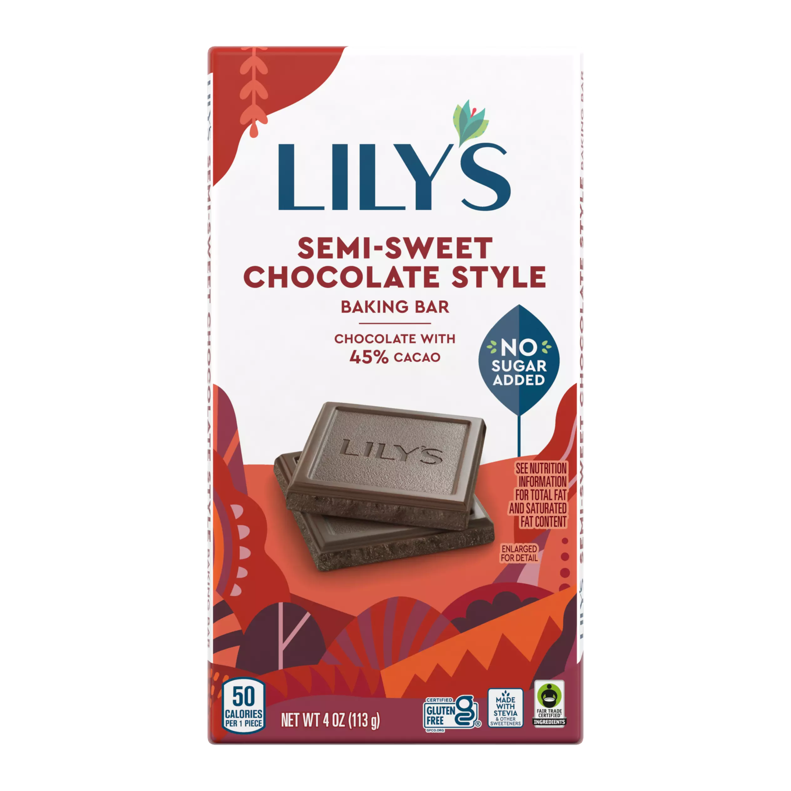LILY'S Semi-Sweet Style Baking Bar, 4 oz - Front of Package