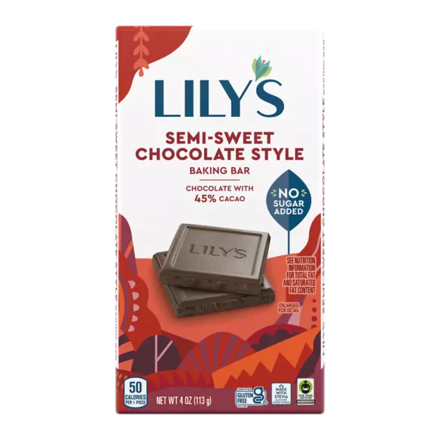 LILY'S Semi-Sweet Style Baking Bar, 4 oz - Front of Package