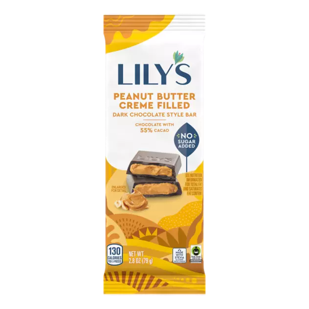 LILY'S Peanut Butter Filled Dark Chocolate Style Bar, 2.8 oz - Front of Package