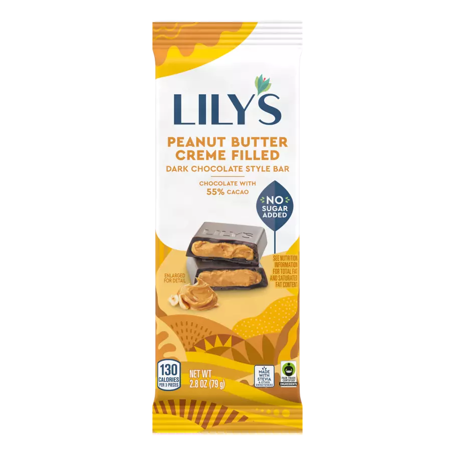 LILY'S Peanut Butter Filled Dark Chocolate Style Bar, 2.8 oz - Front of Package