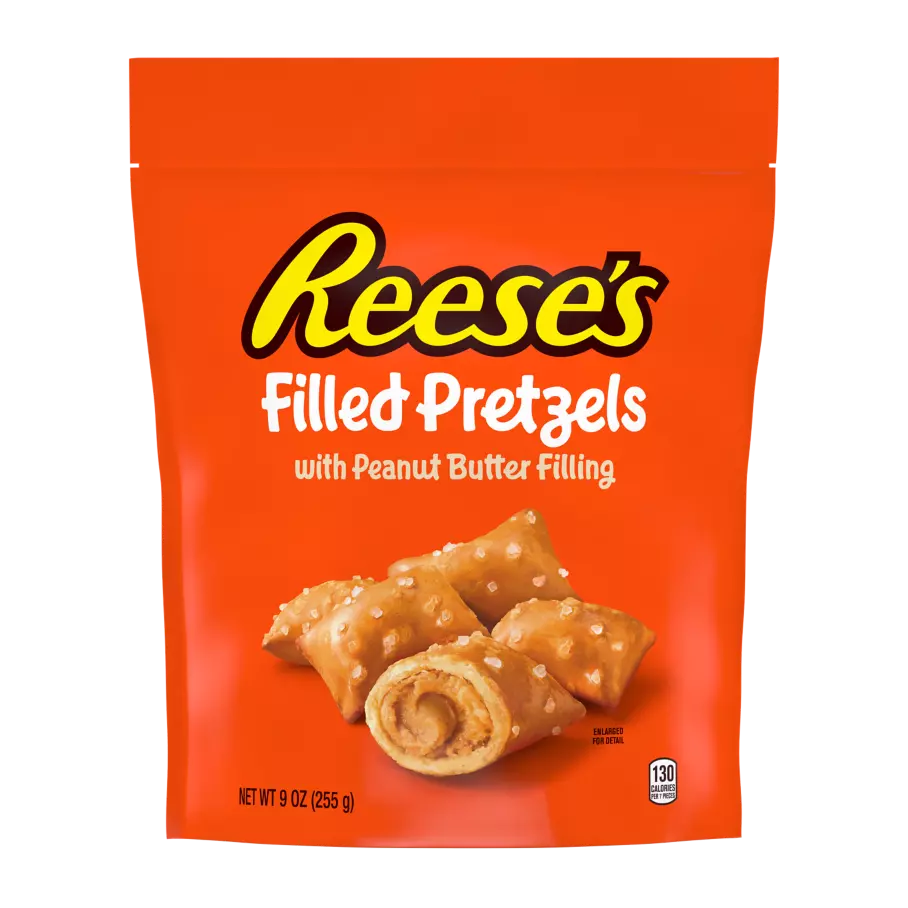 REESE'S Filled Pretzels with Peanut Butter Filling, 9 oz bag - Front of Package