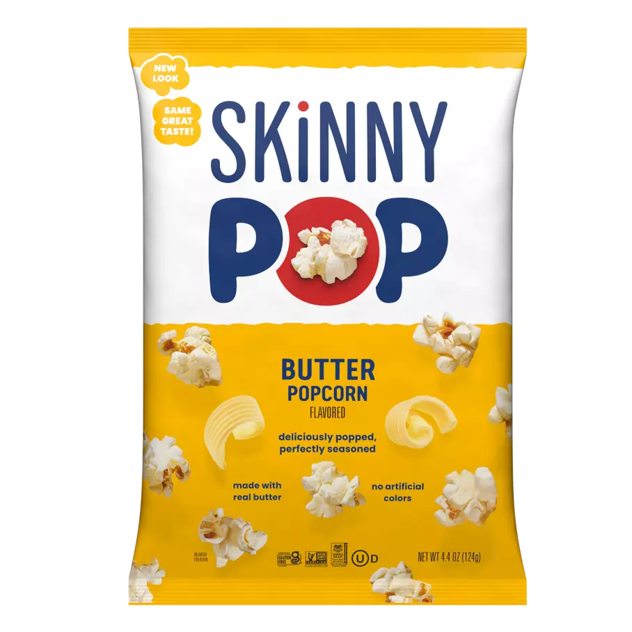 SKINNYPOP Butter Flavored Popcorn, 4.4 oz bag - Front of Package