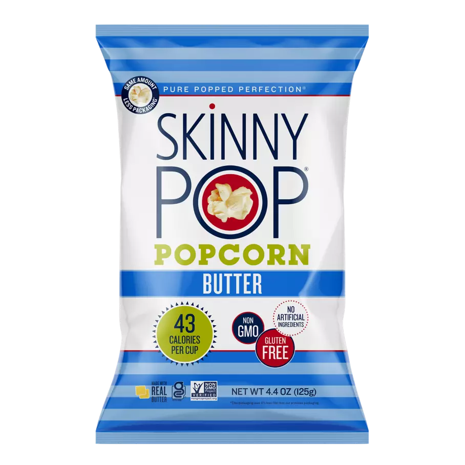 SKINNYPOP Butter Popped Popcorn, 4.4 oz bag - Front of Package