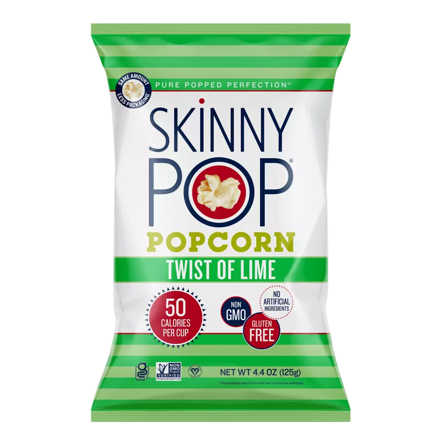 SKINNYPOP Twist of Lime Popped Popcorn, 4.4 oz bag - Front of Package