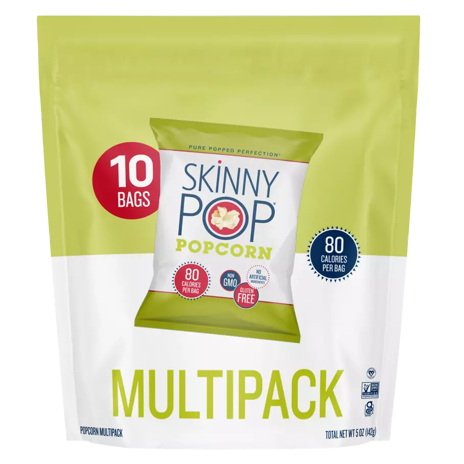 SKINNYPOP Original Popped Popcorn, 0.5 oz bag, 10 count - Front of Package