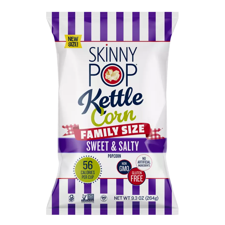 SKINNYPOP Sweet & Salty Kettle Corn, 9.3 oz bag - Front of Package