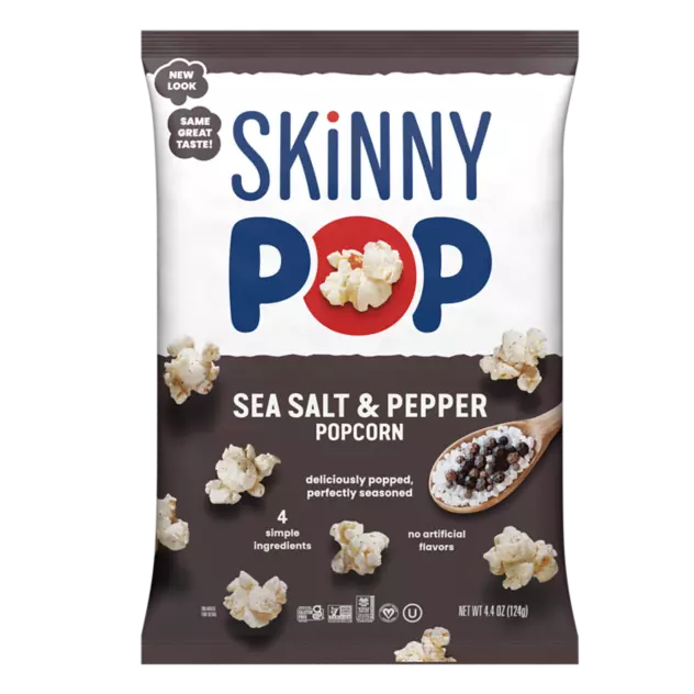 SKINNYPOP Sea Salt & Pepper Popcorn, 4.4 oz bag - Front of Package