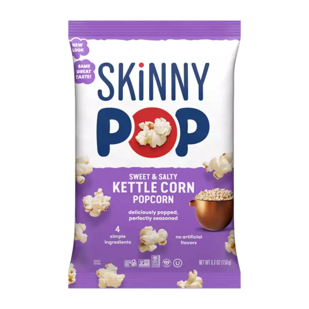 SKINNYPOP Sweet & Salty Kettle Corn Popcorn, 5.3 oz bag - Front of Package