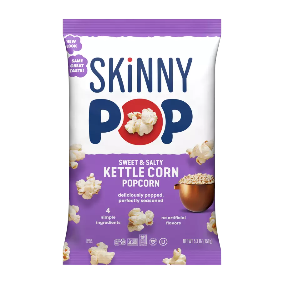 SKINNYPOP Sweet & Salty Kettle Corn Popcorn, 5.3 oz bag - Front of Package