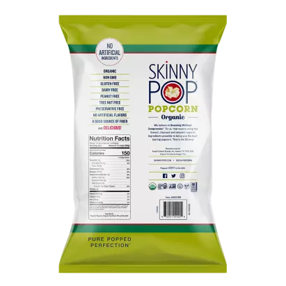 SKINNYPOP Organic Original Popped Popcorn, 14 oz bag