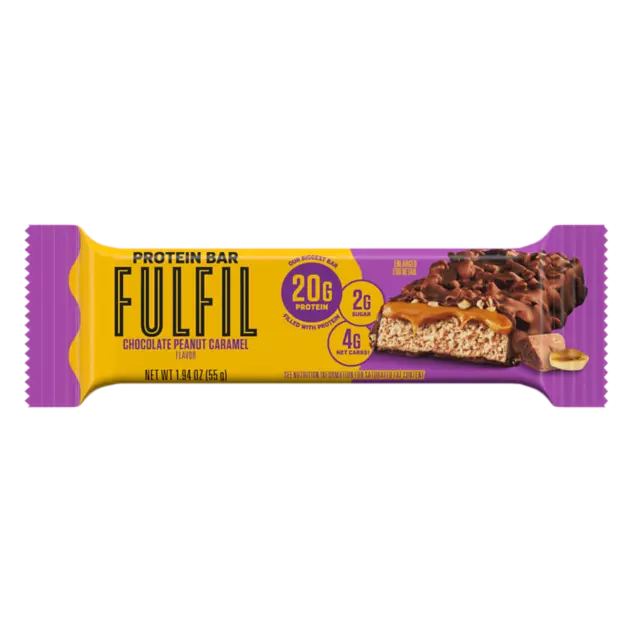 FULFIL Chocolate Peanut Caramel Flavor Protein Bar, 1.94 oz - Front of Package