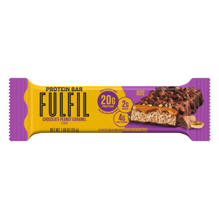FULFIL Chocolate Peanut Caramel Flavor Protein Bar, 1.94 oz - Front of Package