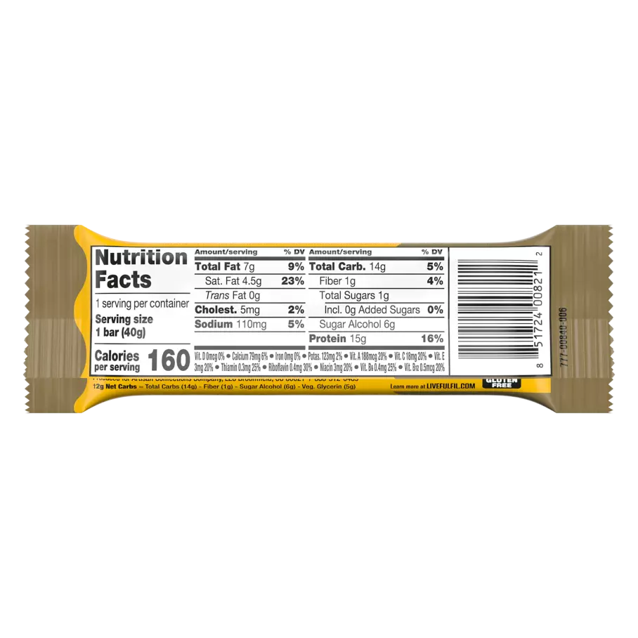 FULFIL Chocolate Hazelnut Flavor Protein Bar, 1.41 oz - Nutritional