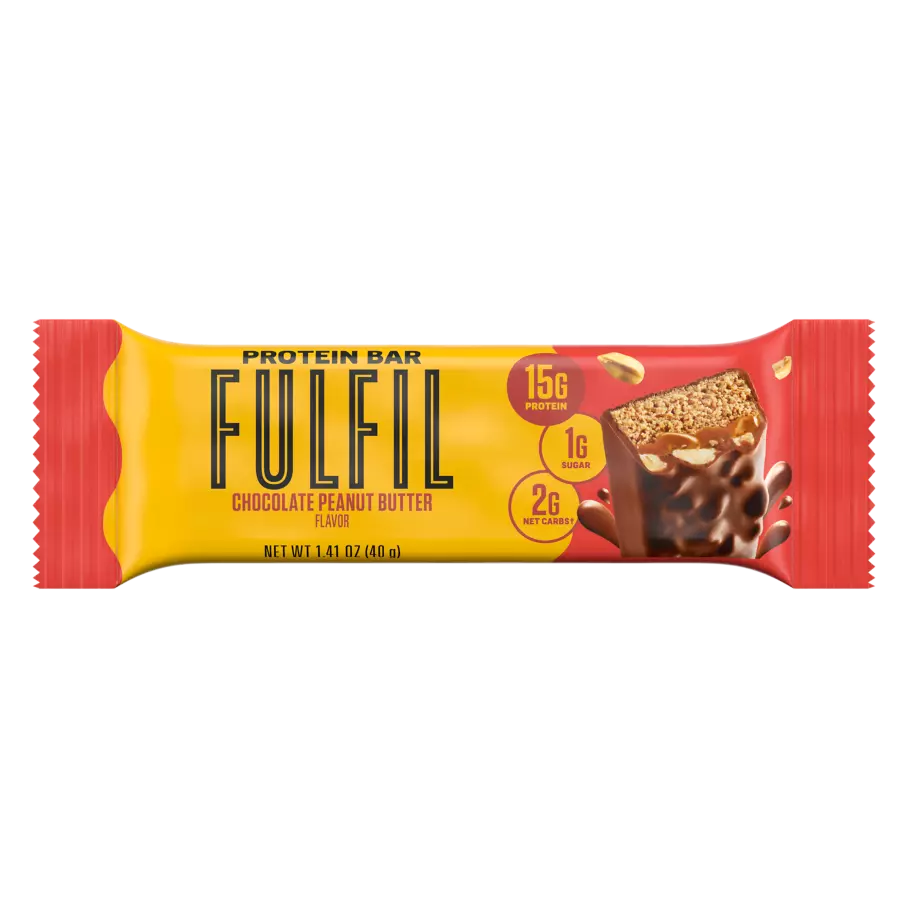 FULFIL Chocolate Peanut Butter Flavor Protein Bar, 1.41 oz - Front of Package