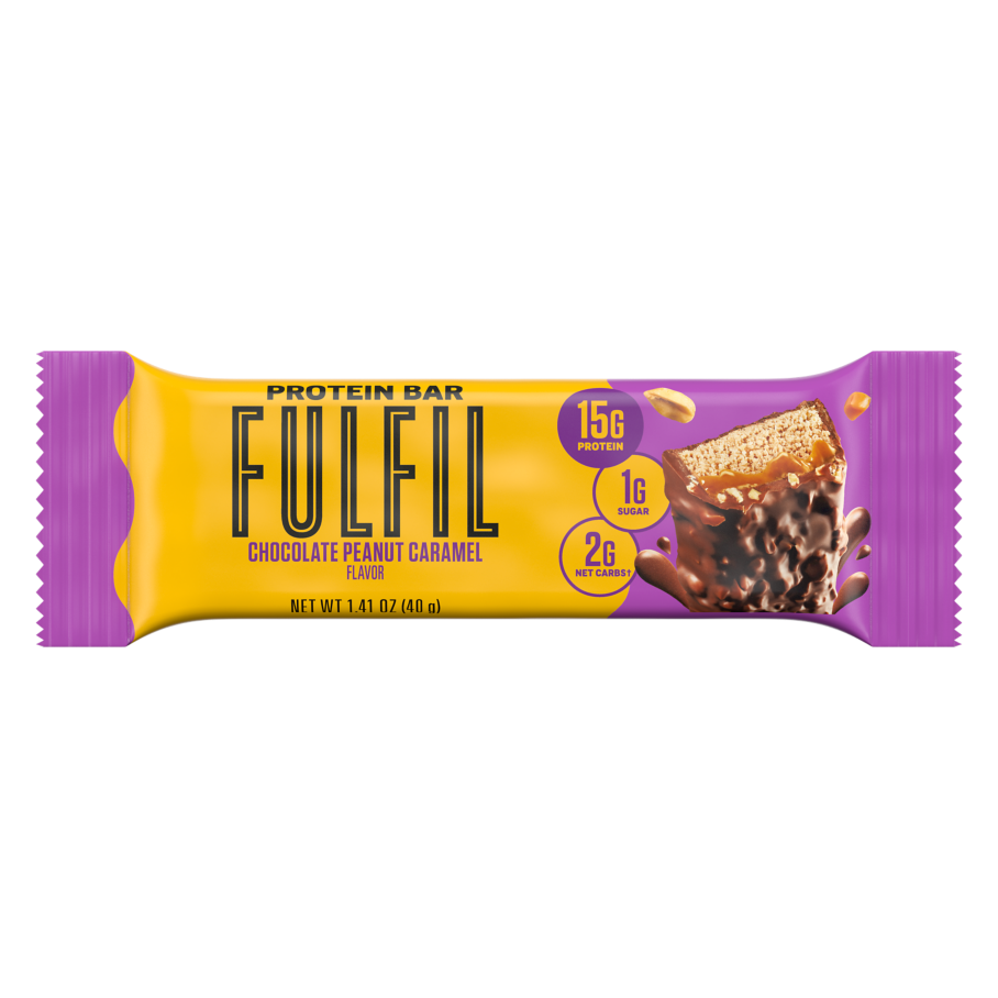 FULFIL Chocolate Peanut Caramel Flavor Protein Bar, 1.41 oz - Front of Package