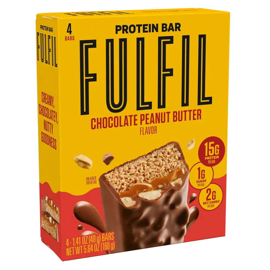 FULFIL Chocolate Peanut Butter Flavor Protein Bars, 1.41 oz, 4 count box