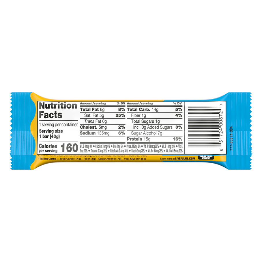 FULFIL Triple Chocolate Flavor Protein Bar, 1.41 oz - Nutritional