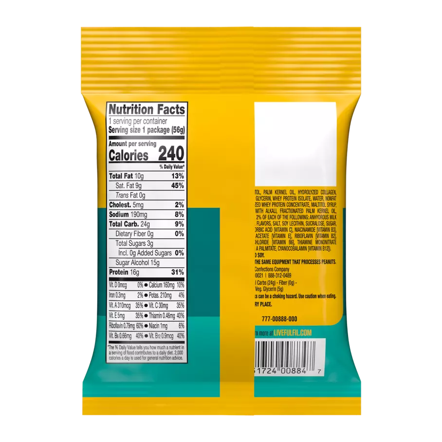 FULFIL Chocolate Salted Caramel Flavor Protein Bites, 1.98 oz bag - Nutritional