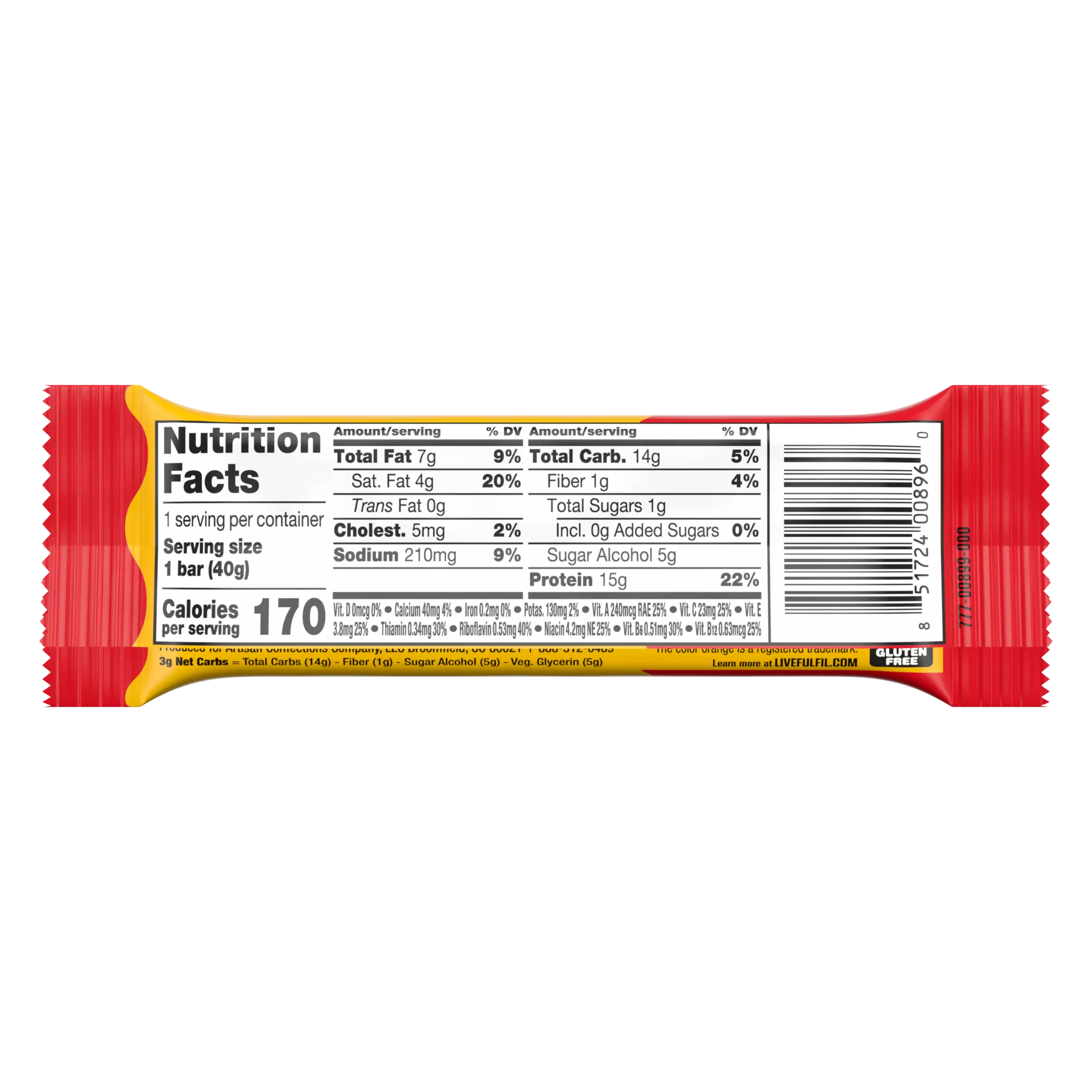 FULFIL Chocolate Peanut Butter with REESE'S Flavor Protein Bar, 1.41 oz - Nutritional