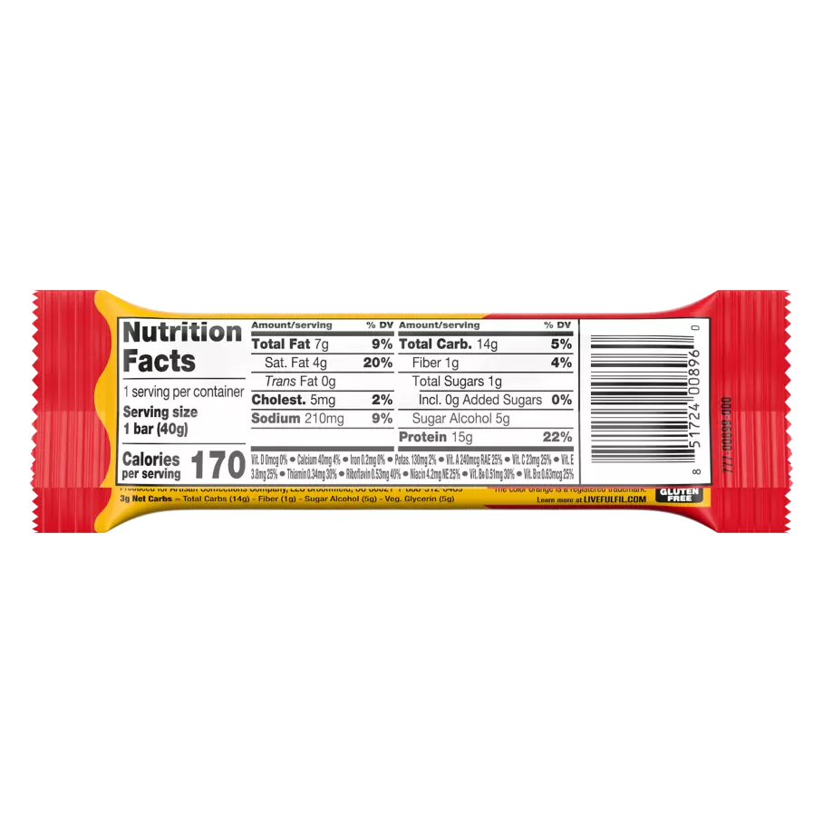 FULFIL Chocolate Peanut Butter with REESE'S Flavor Protein Bar, 1.41 oz - Nutritional