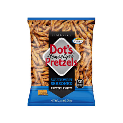 DOT S HOMESTYLE PRETZELS Southwest Seasoned Pretzel Twists 2 5 Oz Bag   8 55712 00851 2 Item Front