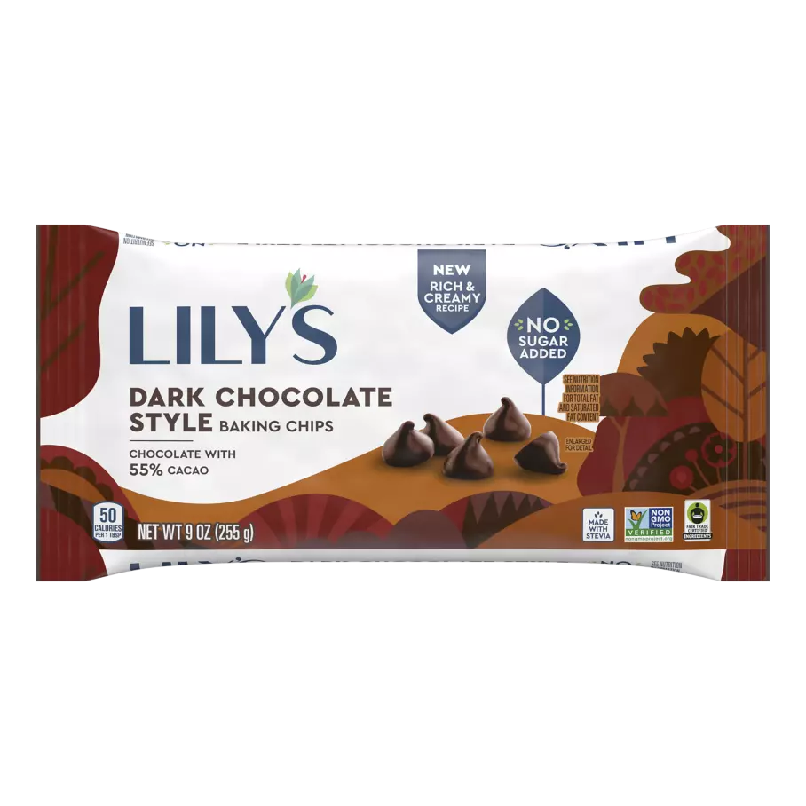 LILY'S Dark Chocolate Style Baking Chips, 9 oz bag - Front of Package
