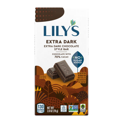 LILY'S Extra Dark Chocolate Style Bar, 2.8 oz - Front of Package