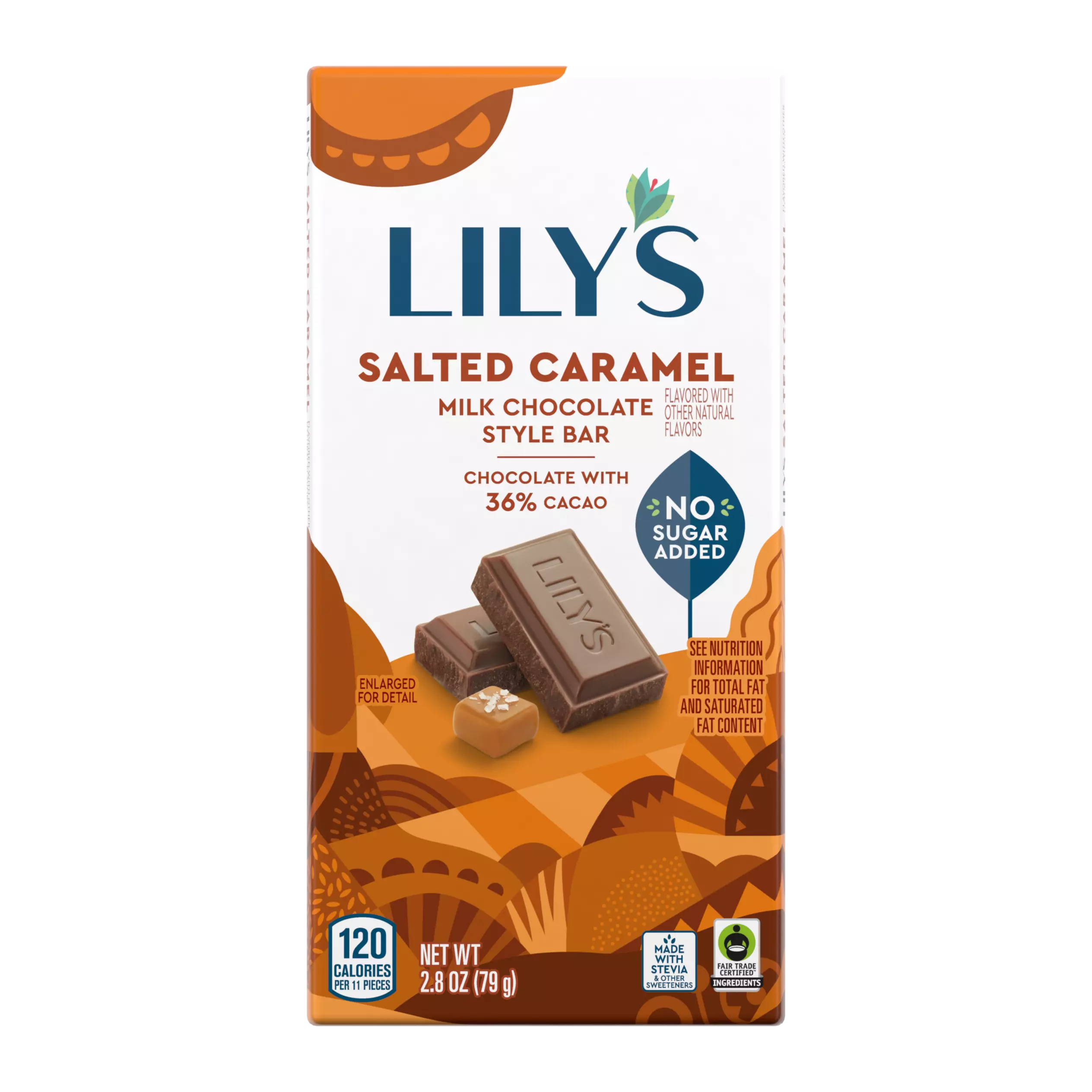 LILY'S Salted Caramel Milk Chocolate Style Bar, 2.8 oz - Front of Package