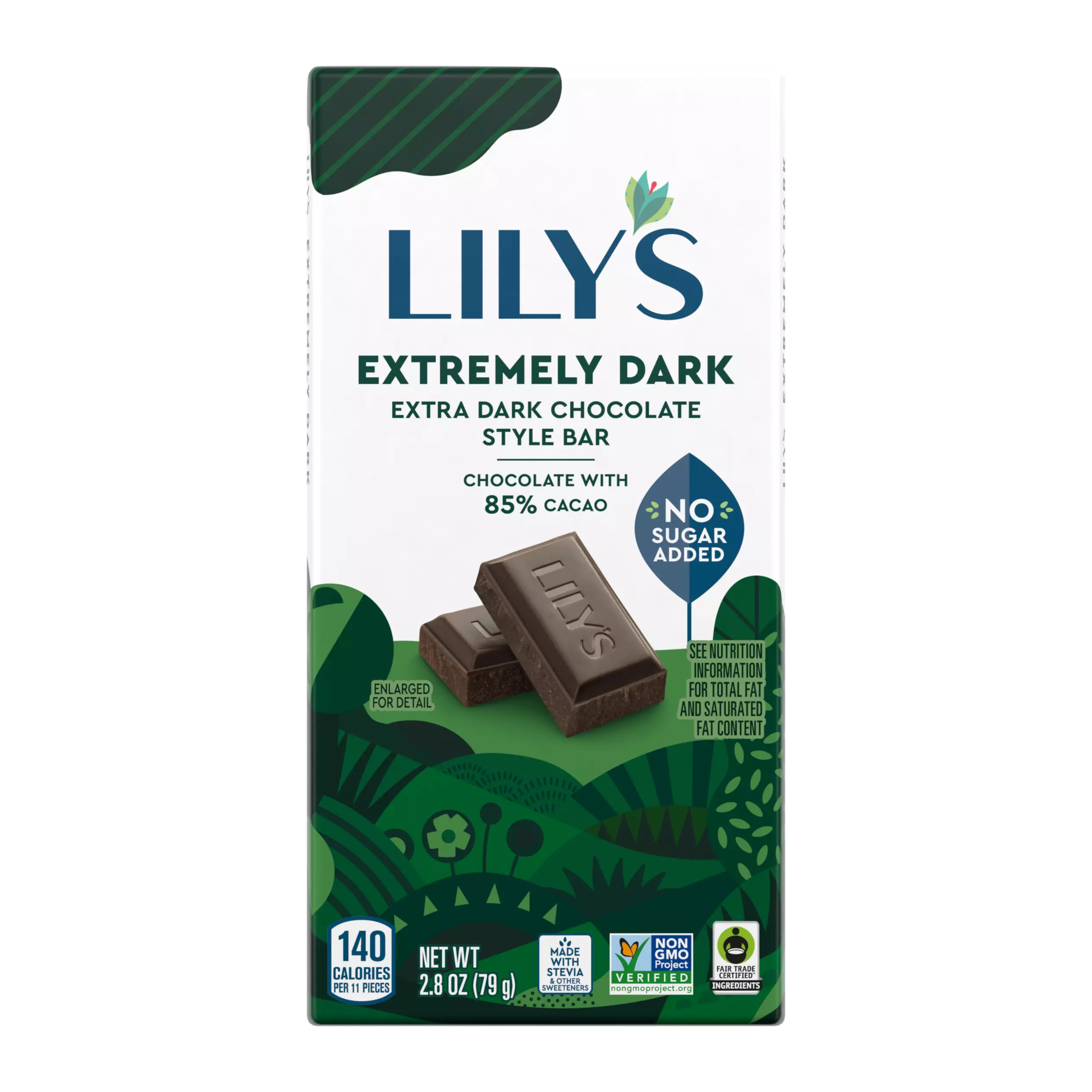 LILY'S Extremely Dark Chocolate Style Bar, 2.8 oz - Front of Package