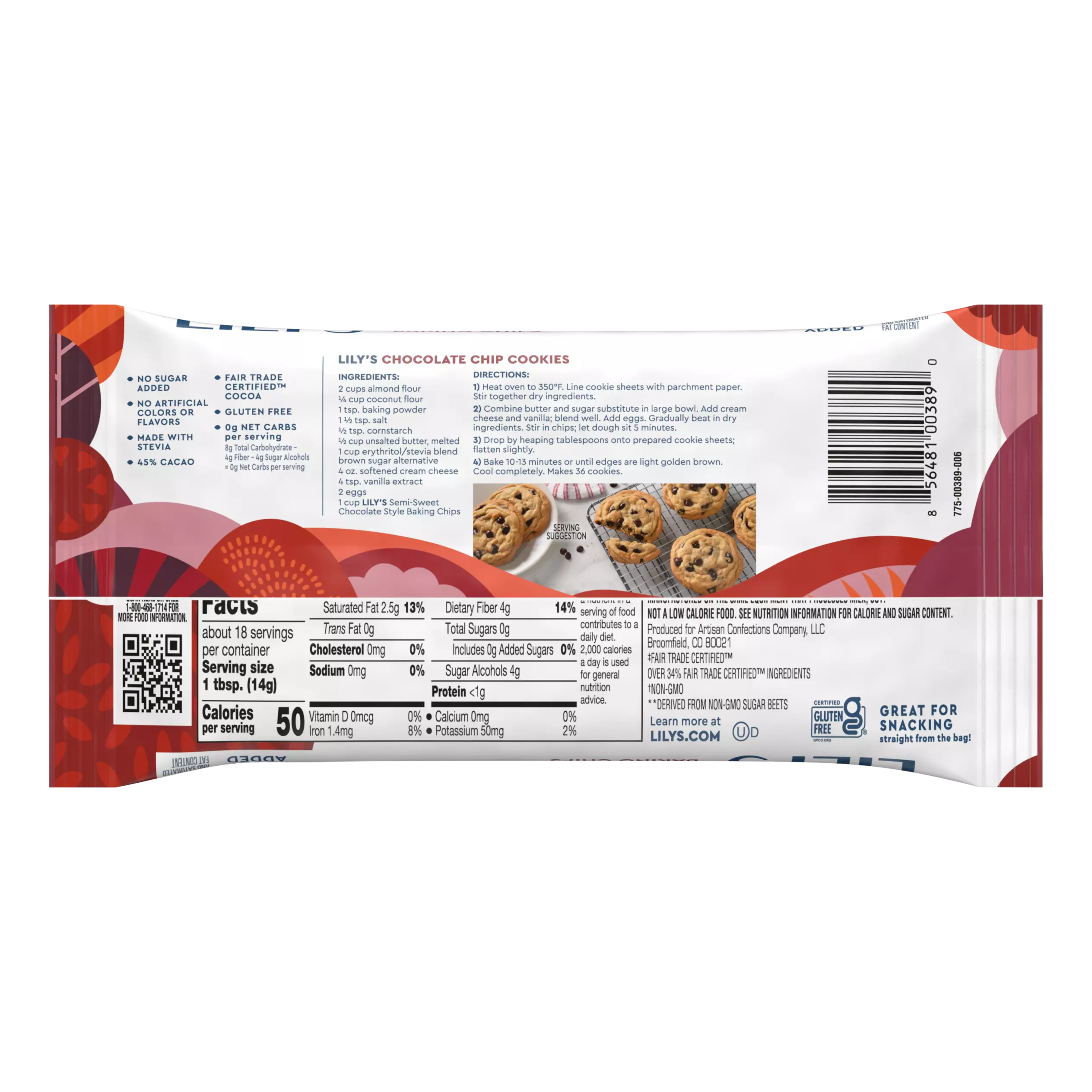 LILY'S Semi-Sweet Style Baking Chips, 9 oz bag - Back of Package