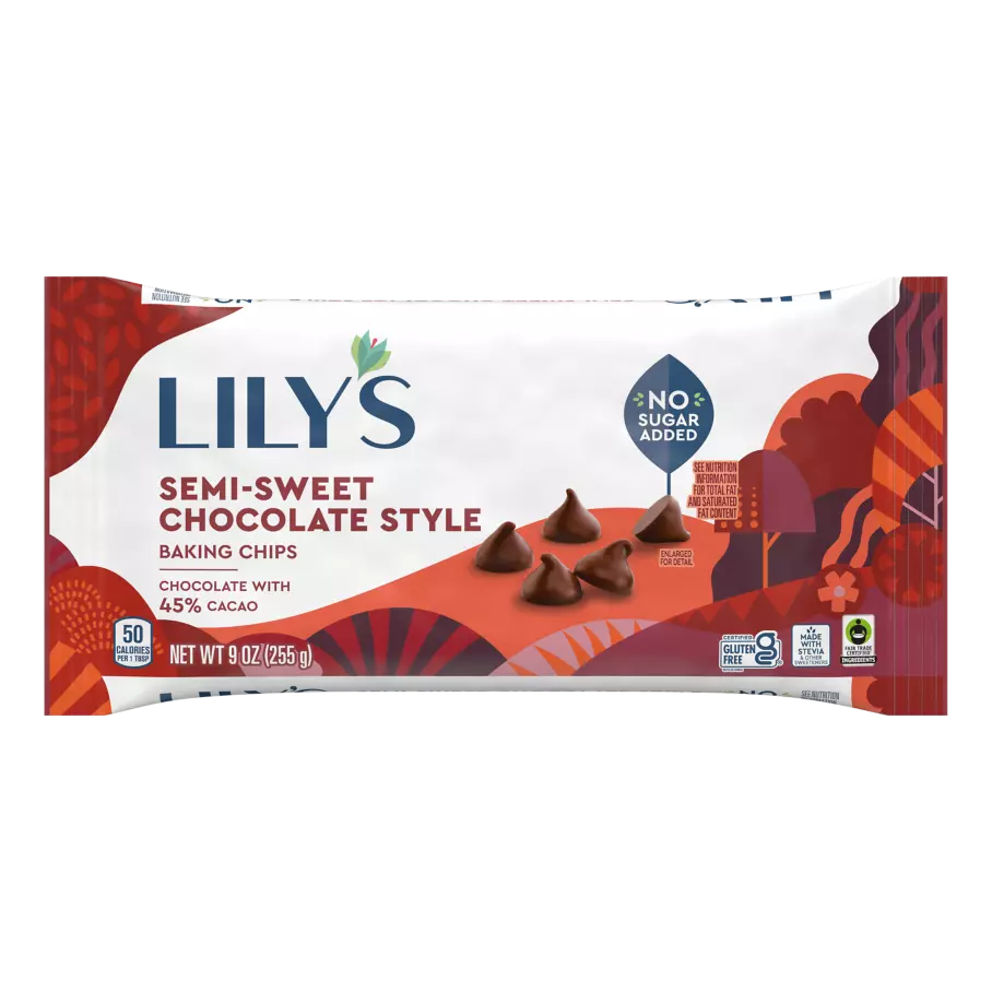 LILY'S Semi-Sweet Style Baking Chips, 9 oz bag - Front of Package
