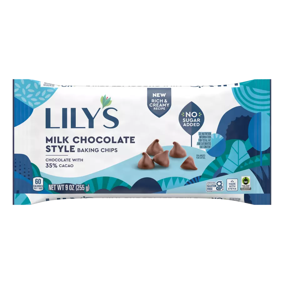 LILY'S Milk Chocolate Style Baking Chips, 9 oz bag - Front of Package