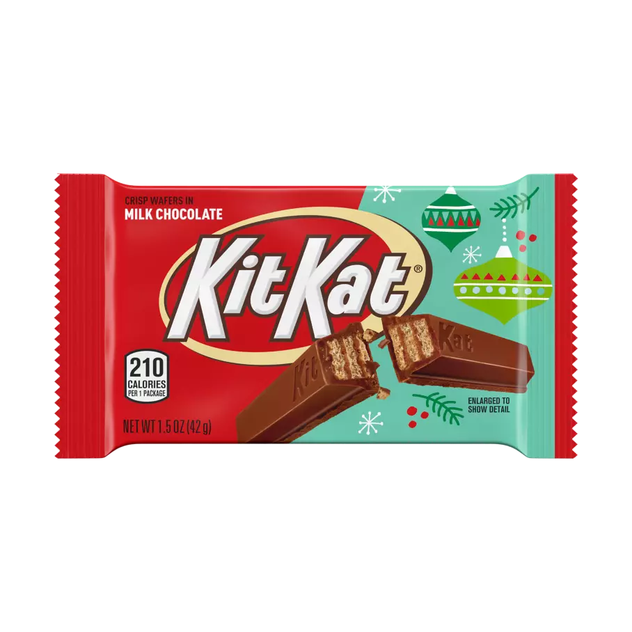 KIT KAT® Holiday Milk Chocolate Candy Bars, 1.5 oz, 6 pack - Out of Package