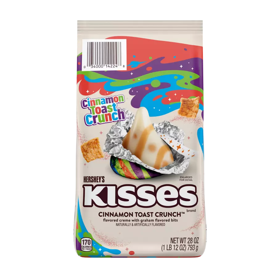 HERSHEY'S KISSES Cinnamon Toast Crunch™ Flavored Candy, 28 oz bag - Front of Package