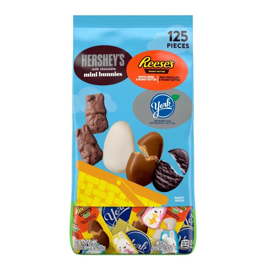 Hershey Easter Chocolate Assorted Shapes, 58 oz bag, 125 pieces