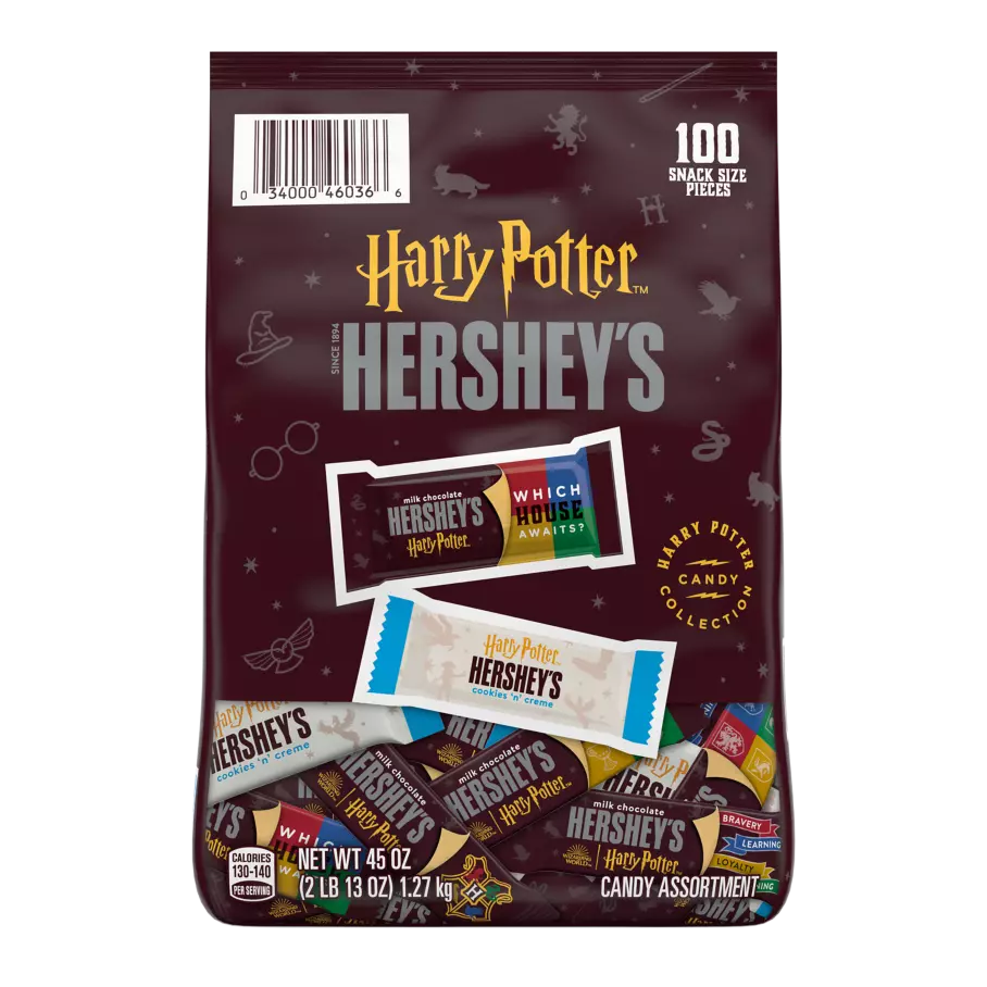 HERSHEY'S Assorted Chocolates Snack Size Harry Potter™ Limited Edition Candy Bars, 45 oz bag, 100 pieces - Front of Package