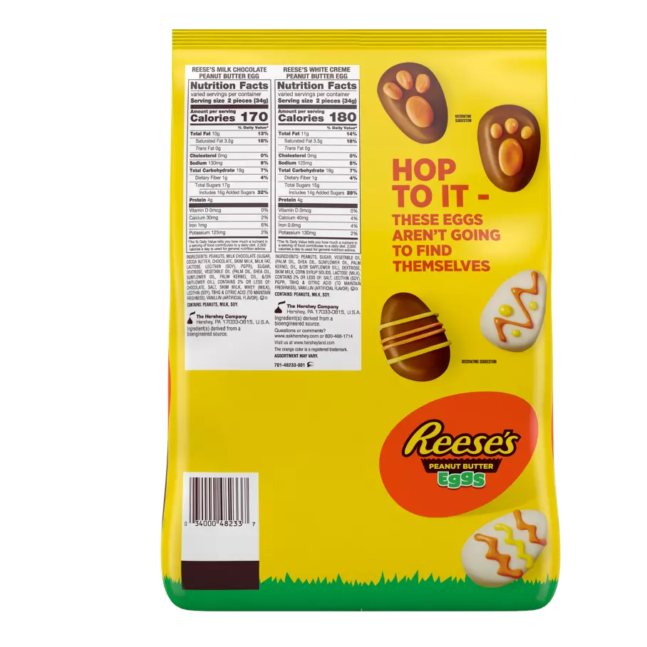 REESE'S Peanut Butter Snack Size Eggs Assortment, 88.2 oz bag, 145 pieces - Back of Package