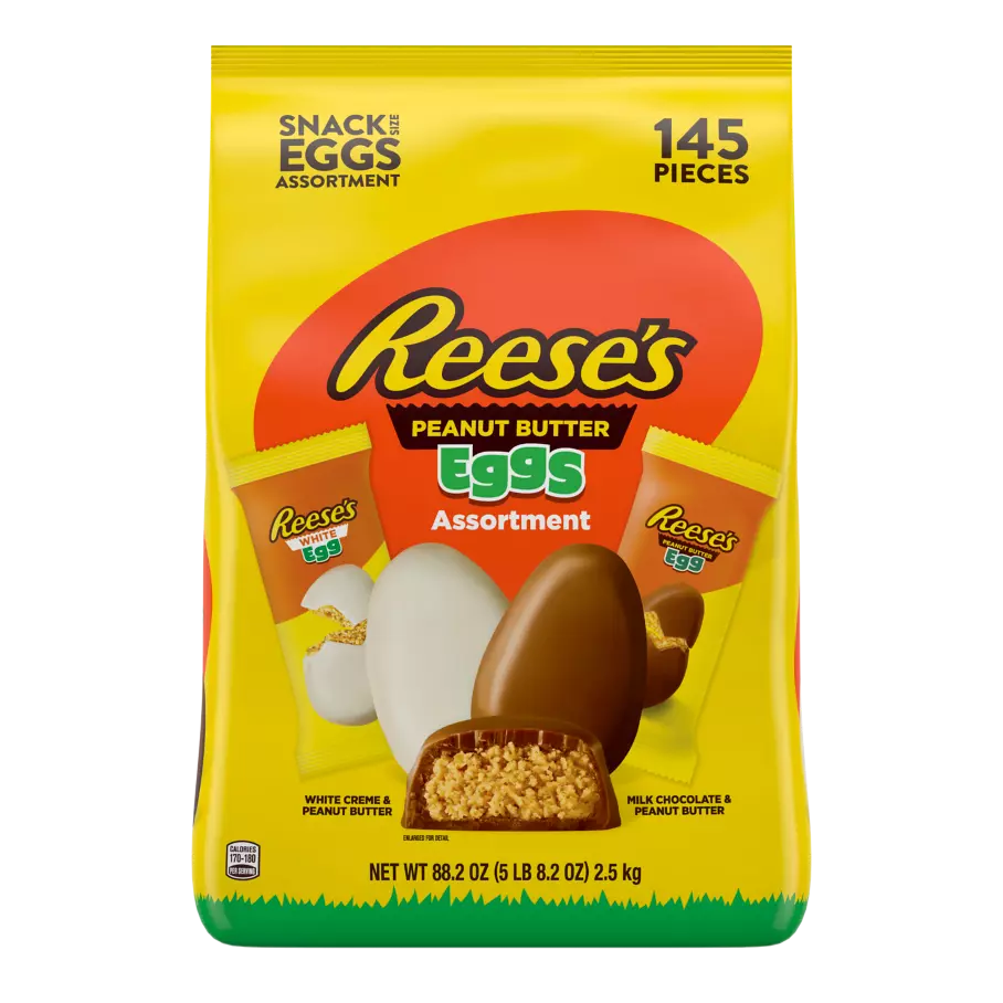 REESE'S Peanut Butter Snack Size Eggs Assortment, 88.2 oz bag, 145 pieces - Front of Package