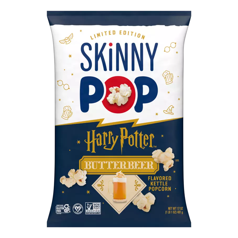 SKINNYPOP Harry Potter™ Butterbeer Flavored Kettle Popcorn, 17 oz bag - Front of Package