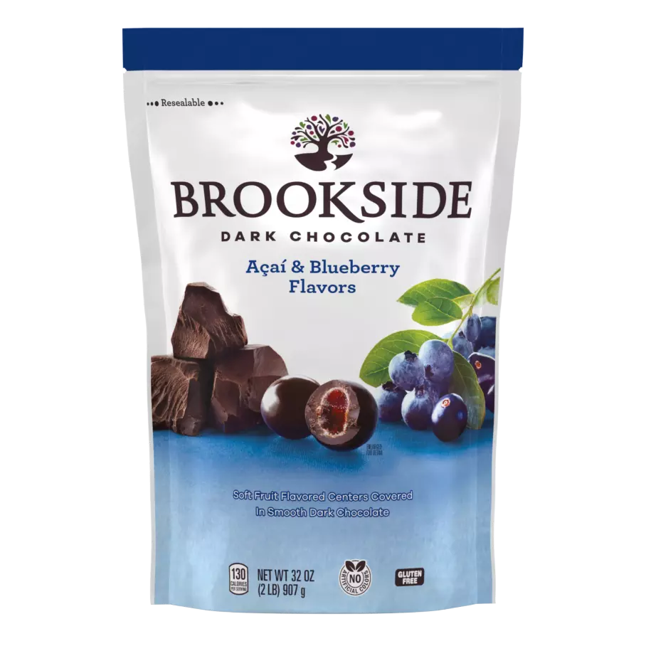 BROOKSIDE Dark Chocolate Açai and Blueberry Flavored Candy, 32 oz bag - Front of Package