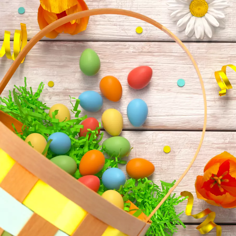 CADBURY MINI EGGS Rainbow Candy inside Easter basket