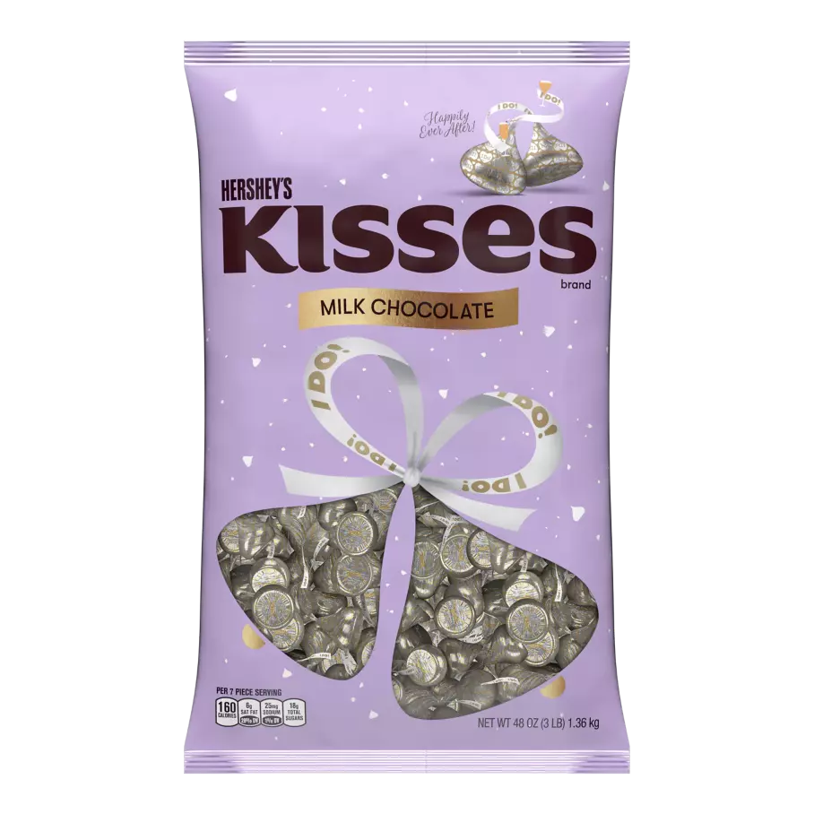 HERSHEY'S KISSES Wedding "I do" Milk Chocolate Candy, 48 oz bag - Front of Package
