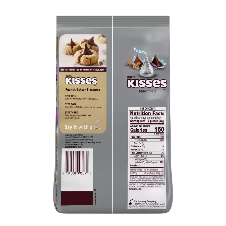 HERSHEY'S KISSES Assortment, 33 oz bag - Back of Package